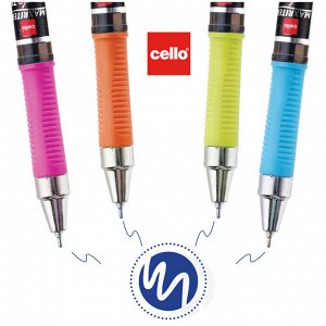 Ручка шариковая Cello ""Maxriter XS tinted black"" синяя, 0,7мм, ассорти, грип, штрих-код