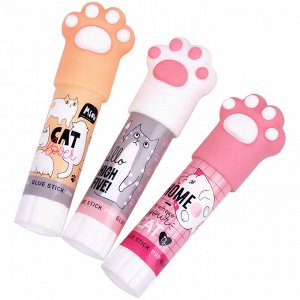 Клей-карандаш MeShu с топпером ""Paw"" ассорти, 8г., дисплей бокс, ПВП