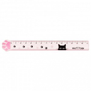 Линейка 15см MESHU ""Paw"", пластиковая, тонированная, с блестками, европодвес