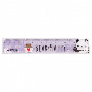 Линейка 15см MESHU ""Beary beary"", ПВХ с блестками, ассорти, европодвес