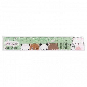 Линейка 15см MESHU ""Beary beary"", ПВХ с блестками, ассорти, европодвес