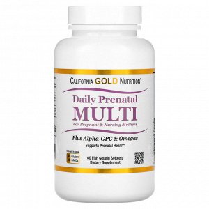 California Gold Nutrition, мультивитаминный комплекс для беременных, 60 капсул из рыбьего желатина