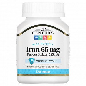21st Century, железо, 65 мг, 120 таблеток