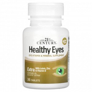 21st Century, для здоровья глаз, с лютеином, цинком и витамином B, 36 таблеток