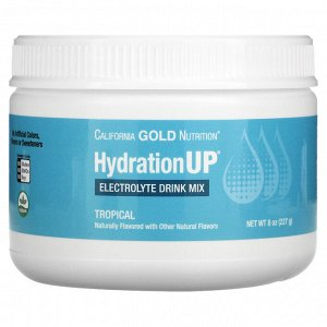 California Gold Nutrition, HydrationUP, смесь для приготовления электролитов, тропические фрукты, 227 г (8 унций)