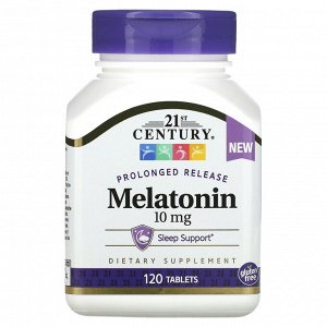 21st Century, Мелатонин с пролонгированным высвобождением, 10 мг, 120 таблеток