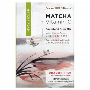 California Gold Nutrition, МАТЧА ДОРОГА, Матча + витамин С - драконий фрукт, 10 шт.