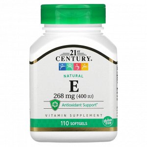 21st Century, Натуральный витамин E, 268 мг (400 МЕ), 110 мягких таблеток