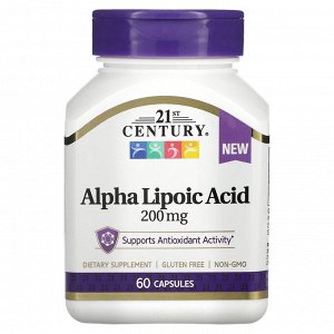 21st Century, Альфа-липоевая кислота, 200 мг, 60 капсул