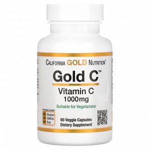 California Gold Nutrition, Gold C, витамин C класса USP, 1000 мг, 60 вегетарианских капсул