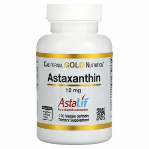 California Gold Nutrition, Астаксантин, чистый исландский асталиф, 12 мг, 120 растительных капсул