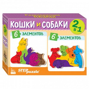 Мозаика "puzzle" 2в1 из дерева "Кошки и собаки" 69001