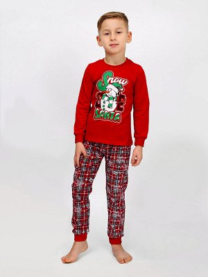 Пижама Материал: Кулирка
Состав: Хлопок 100%
Цвет: Красный
Рисунок: Снеговик

Классная пижама в новогодней тематике, состоящая из кофты и штанов. По вороту, на рукавах и по низу штанов имеются эласт