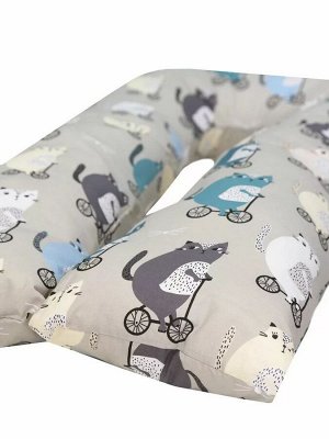 Подушка для беременных AmaroBaby U-образная 340х35 (Велосипедисты) серый/синий