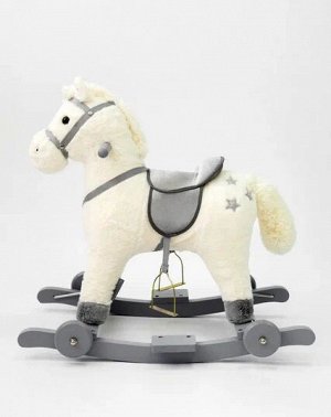 Лошадка каталка-качалка AMAROBABY (Prime), с колесами, белый, 63x35x60 см