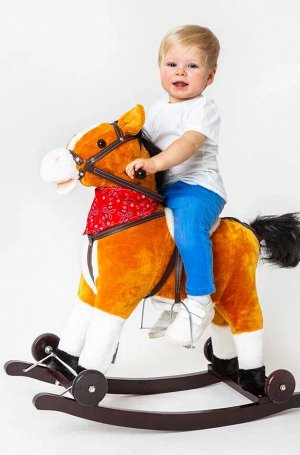 Лошадка каталка-качалка AMAROBABY (West), с колесами, коричневый, 69.5x28.5x74 см