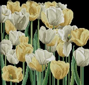 "Желтые и белые тюльпаны" набор для выкладывания стразами