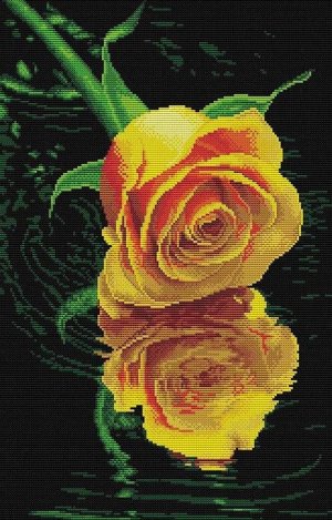 "Отражение на воде(желтая роза)" набор для выкладывания стразами