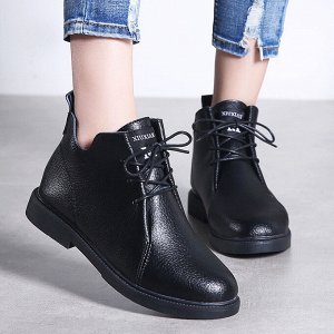 Демисезонные ботинки на шнуровке, с вырезом, женские, цвет чёрный