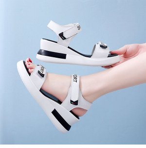 Женские сандалии на липучке, цвет белый, 37 размер