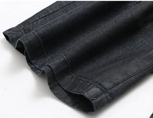 Шорты из легкой джинсы на резинке, черный