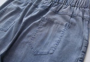 Шорты из легкой джинсы на резинке, синий