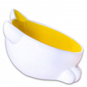 KeramikArt КерамикАрт миска керамическая для кошек Мордочка кошки на ножках 100 мл, желтая