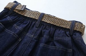 Юбка трапециевидная из легкой джинсы на резинке, синий