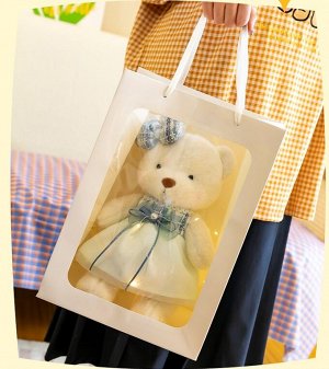 Мягкая игрушка Медвежонок 25 см, цвет белый, платье голубое, Икея