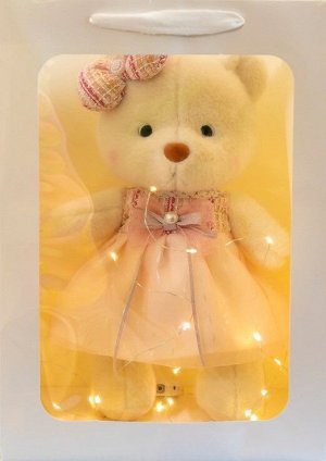 Мягкая игрушка Медвежонок 25 см, цвет белый, платье розовое, Икея