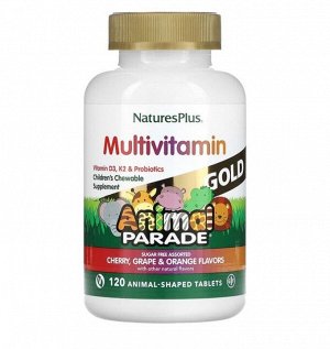 Animal Parade Gold, жевательные мультивитамины с микроэлементами для детей, ассорти, 120 таблеток в форме животных