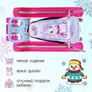 Снегокат с колёсами «Тимка спорт 6 Единорог», ТС6-М/ЕР, с родительской ручкой, со спинкой и ремнём безопасности, цвет розовый/сиреневый