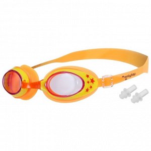 Очки для плавания, детские + беруши, цвет оранжевый