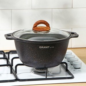 Кастрюля Granit ultra, 3 л, стеклянная крышка, антипригарное покрытие