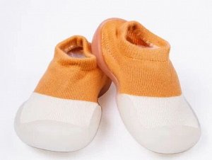 Ботиночки-носочки детские Amarobaby First Step Pure оранжевые, с дышащей подошвой