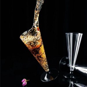 Фужер одноразовый для шампанского «Конус», 150 мл, с чёрной ножкой, цвет прозрачный