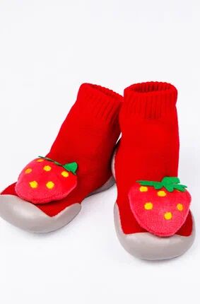 Ботиночки-носочки детские Amarobaby First Step Fruit красные, с дышащей подошвой