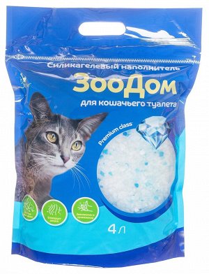 Силикагелевый наполнитель для кошачьего туалета "ЗооДом "Premium class", 4 л/1,6 кг, без запаха (1/8)