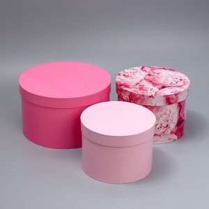 Набор шляпных коробок 3 в 1, упаковка подарочная, «Розовый», 18 х 18 х 13‒25 х 25 х 15 см