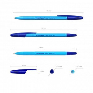 Набор ручек шариковых ErichKrause R-301 Neon Stick, 4 штуки, узел 0.7 мм, цвет чернил синий, корпус неоновый микс