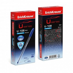 Ручка шариковая ErichKrause U-108 Classic Stick, узел 1.0 мм, чернила синие