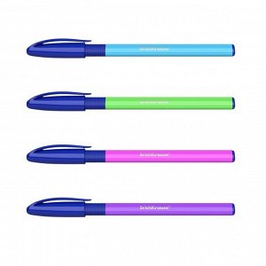 Набор ручек шариковых ErichKrause U-109 Neon Stick&Grip, 4 штуки, игольчатый узел 1.0 мм, цвет чернил синий, супермягкое письмо, резиновый упор, корпус неоновый микс