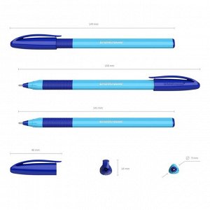 Набор ручек шариковых ErichKrause U-109 Neon Stick&Grip, 4 штуки, игольчатый узел 1.0 мм, цвет чернил синий, супермягкое письмо, резиновый упор, корпус неоновый микс