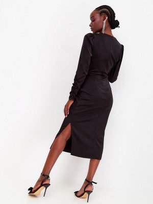 Платье с ассиметричной драпировкой черный. Цвет черный