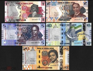 К60 Сет: набор 5 банкнот 1, 2, 5, 10, 20 леоне Сьерра - Леоне 2022
