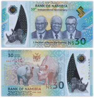 К62 30 долларов Намибия 30 лет независимости 2020