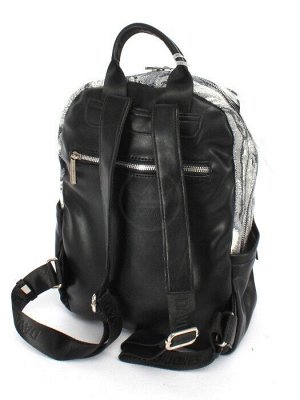 Рюкзак жен текстиль+иск/кожа DJ-6930-3 BLACK,  1отд,  4внеш+2внут/карм,  черный 252538