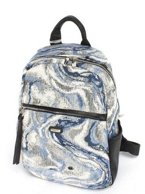 Рюкзак жен текстиль+иск/кожа DJ-6930-3 BLUE,  1отд,  4внеш+2внут/карм,  черный/синий 252540