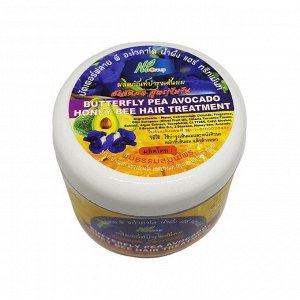 Тайская синяя маска для волос  NT. GROUP Butterfly Bee Avocado Bee Honey Hair Treatment 300 ml., Знаменитая тайская маска для волос с Мотыльковым горошком, Медом и Авокадо 300 мл.