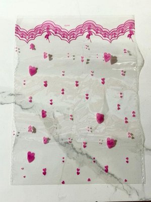 Пакет прозрачный с розовыми сердечками 18х25см